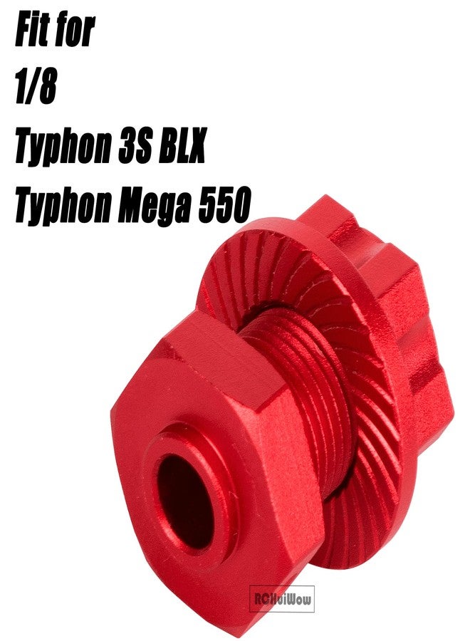 محور عجلة RCHuiWow RC مقاس 17 مم مع صواميل غطاء مانعة للغبار، قطعة ترقية لسيارات Typhon 3S BLX وTyphon Mega 550 بمقياس 1/8، محور عجلة سداسي من سبائك الألومنيوم مع مفتاح ربط، أحمر - Image 2